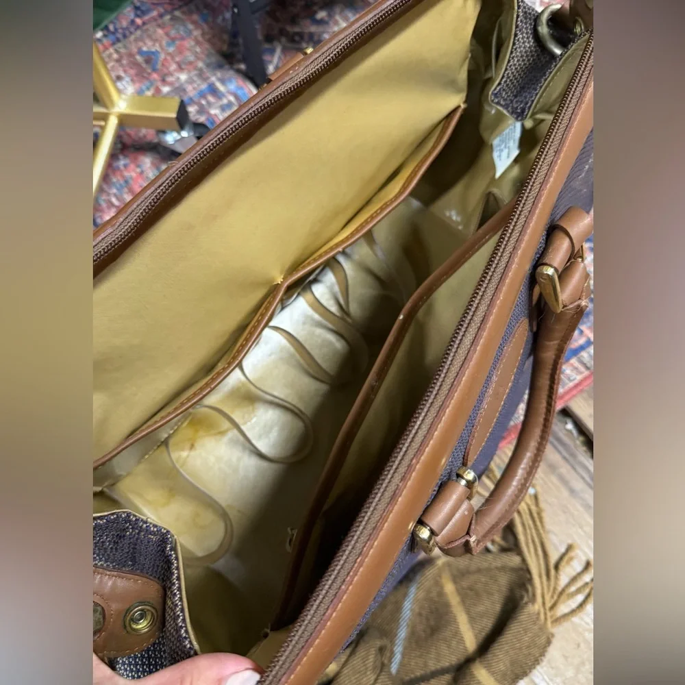 Vintage Brown and Tan Men's Travel Bag
